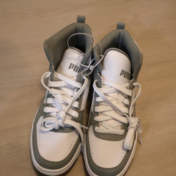 NWT Puma Rebound Joy Mid Sneakers White & Grey High Top Men's 9.5 - Picture 7 of 7
